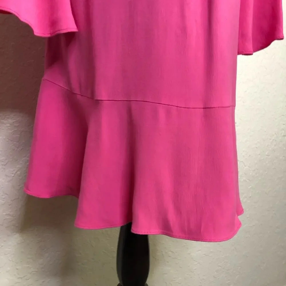 Anthropologie HD in Paris bright pink v neck swing dress size 6